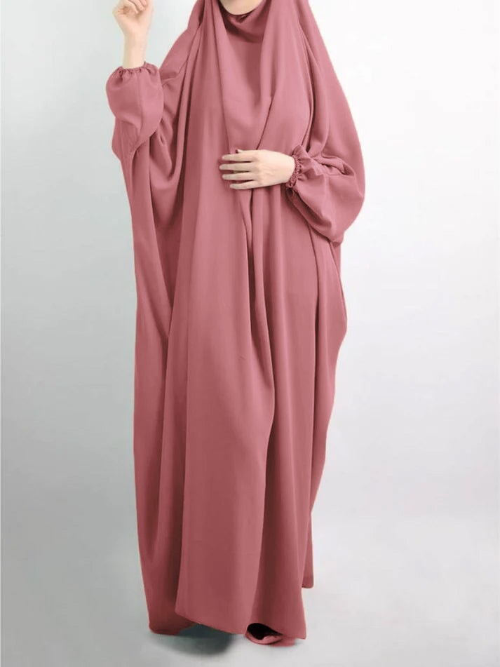 dusty rose one piece long sleeve jilbab Veils of Pearls 