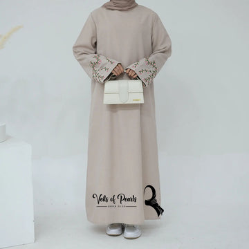 Modest Floral Abaya Dress with Belt