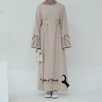 Modest Floral Abaya Dress with Belt