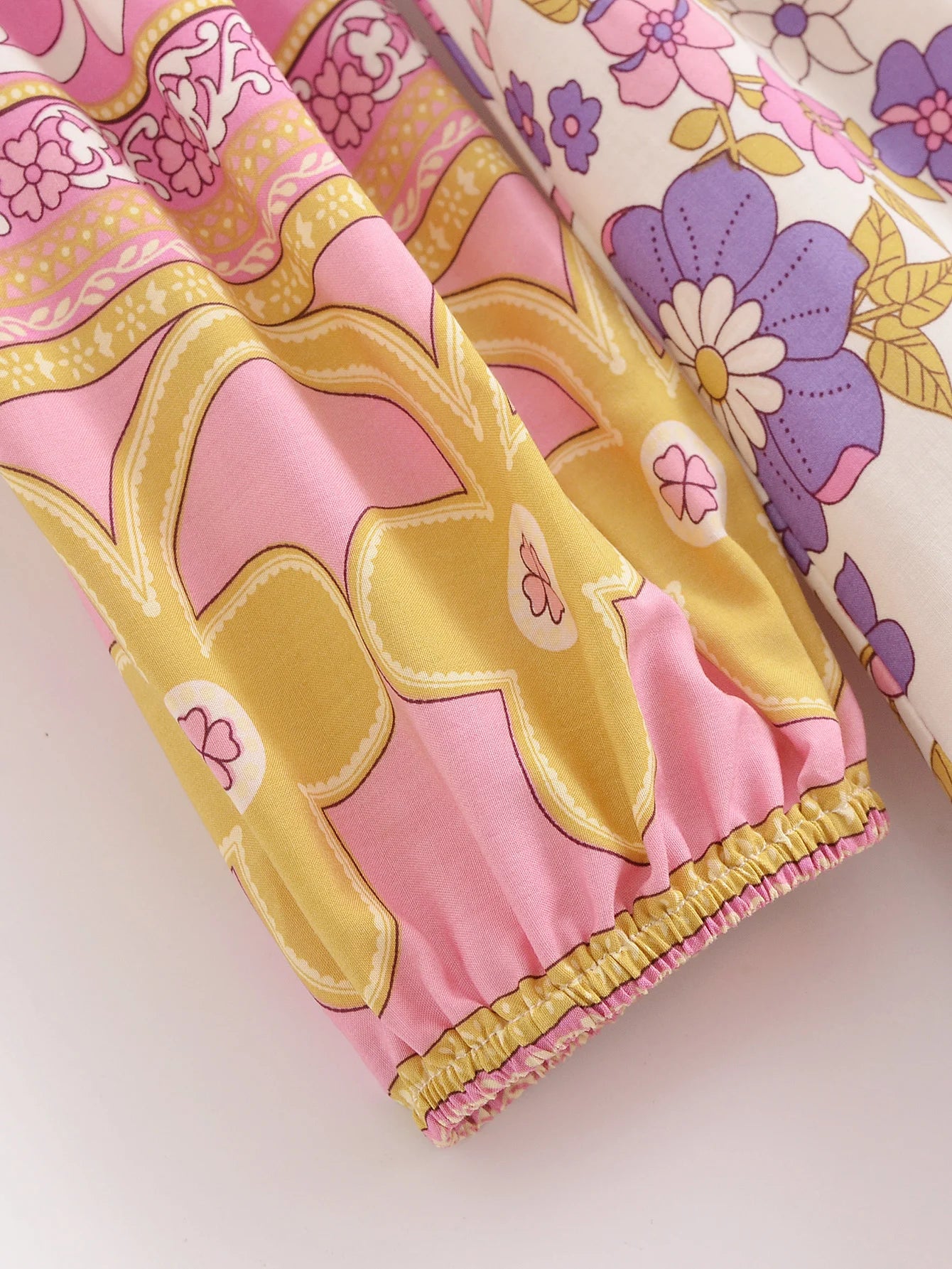 Floral Maxi Dress Fabric Close Up - Soft Cotton Viscose Blend