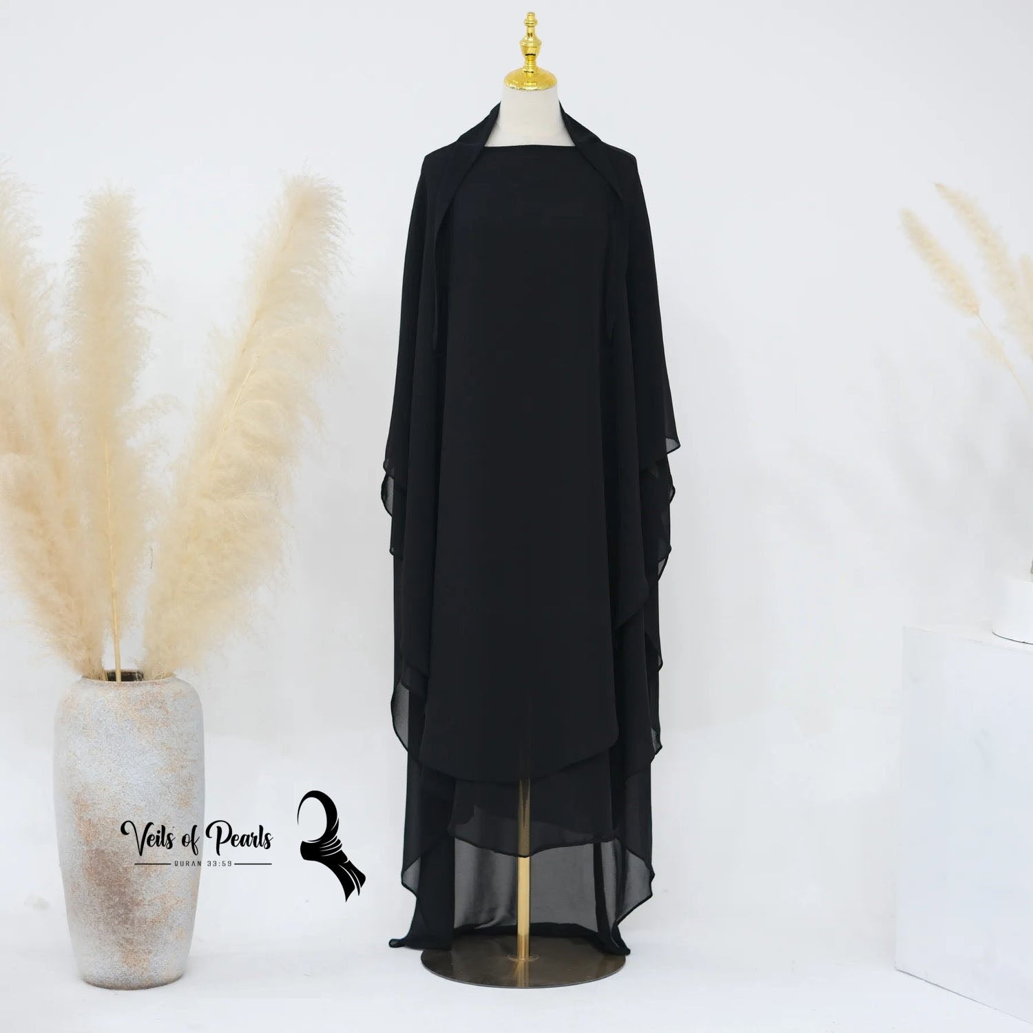 5.	Modest Abaya with Two Layers - Available in a Range of Colors Black 