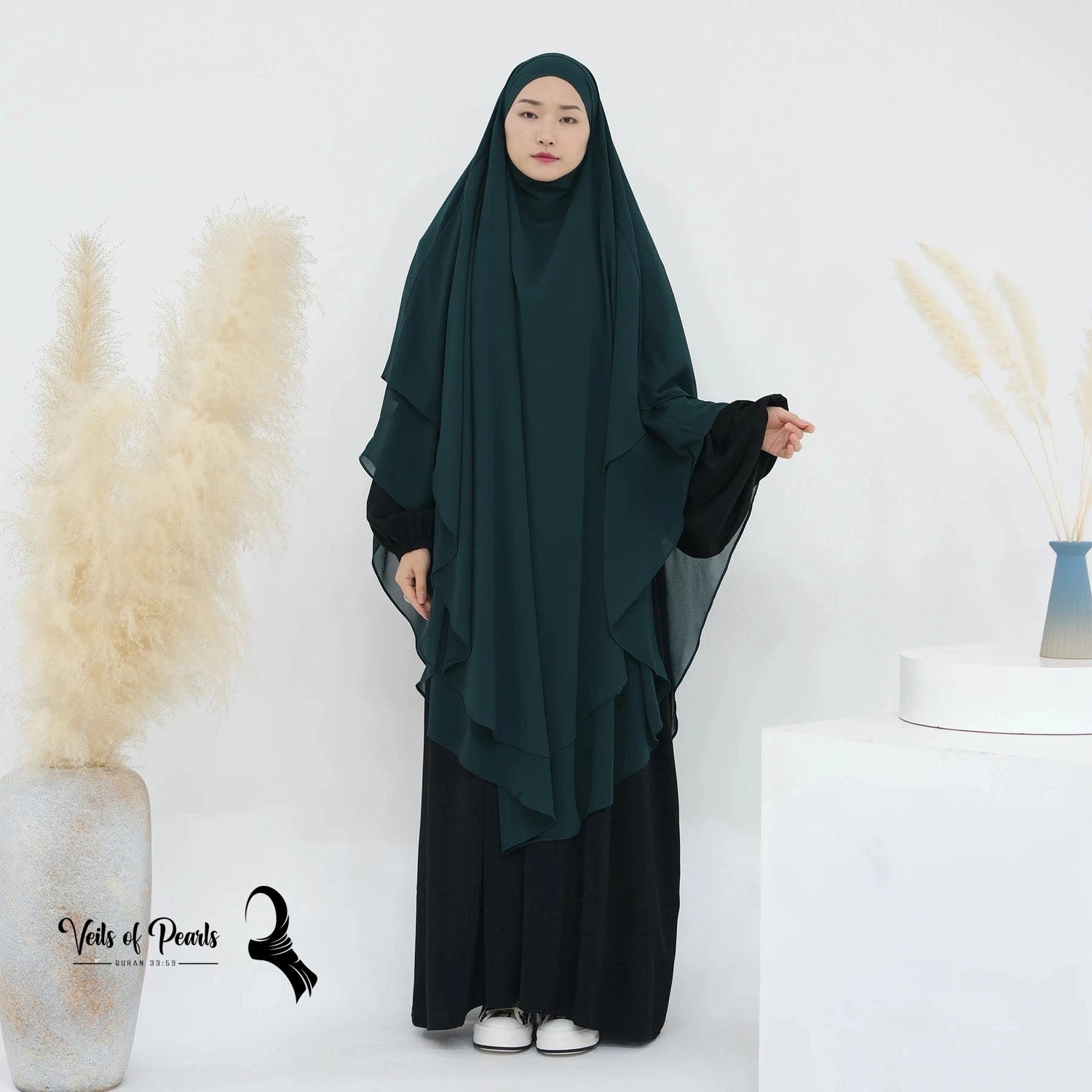 Shop Abaya Dresses with Two Layers - Veils of Pearls Collection Gable Green