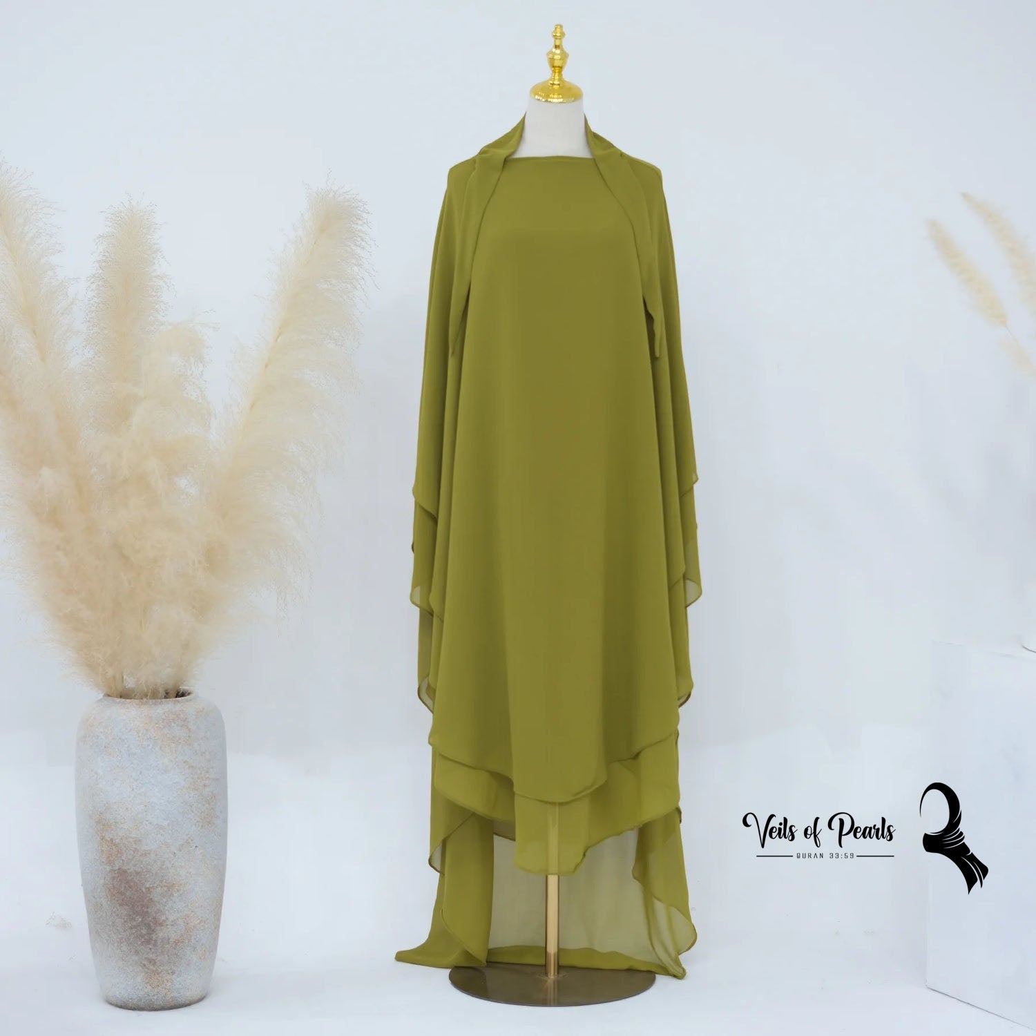 Breathable Abaya Fabric Ensures All-Day Comfort Pesto Color