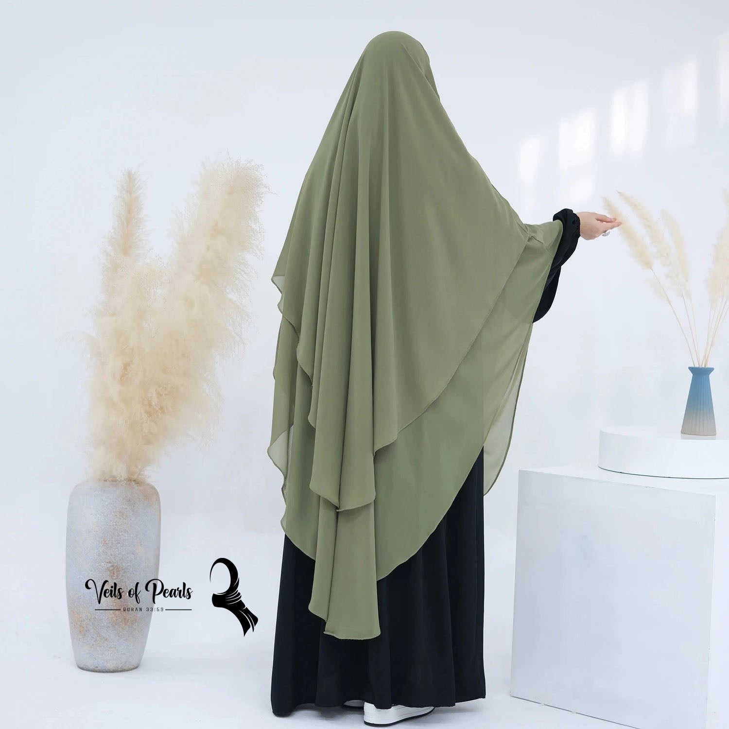 Stylish Abayas for Women - Two Layers for Added Modesty Olive Green