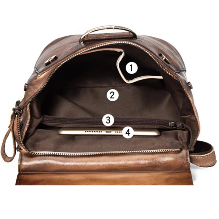 Classic Brown Leather Backpack - Timeless Style and Functionality