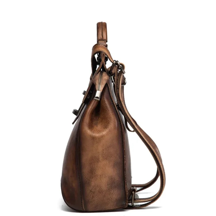 Stylish Leather Rucksack H262 - Vintage-Inspired Design