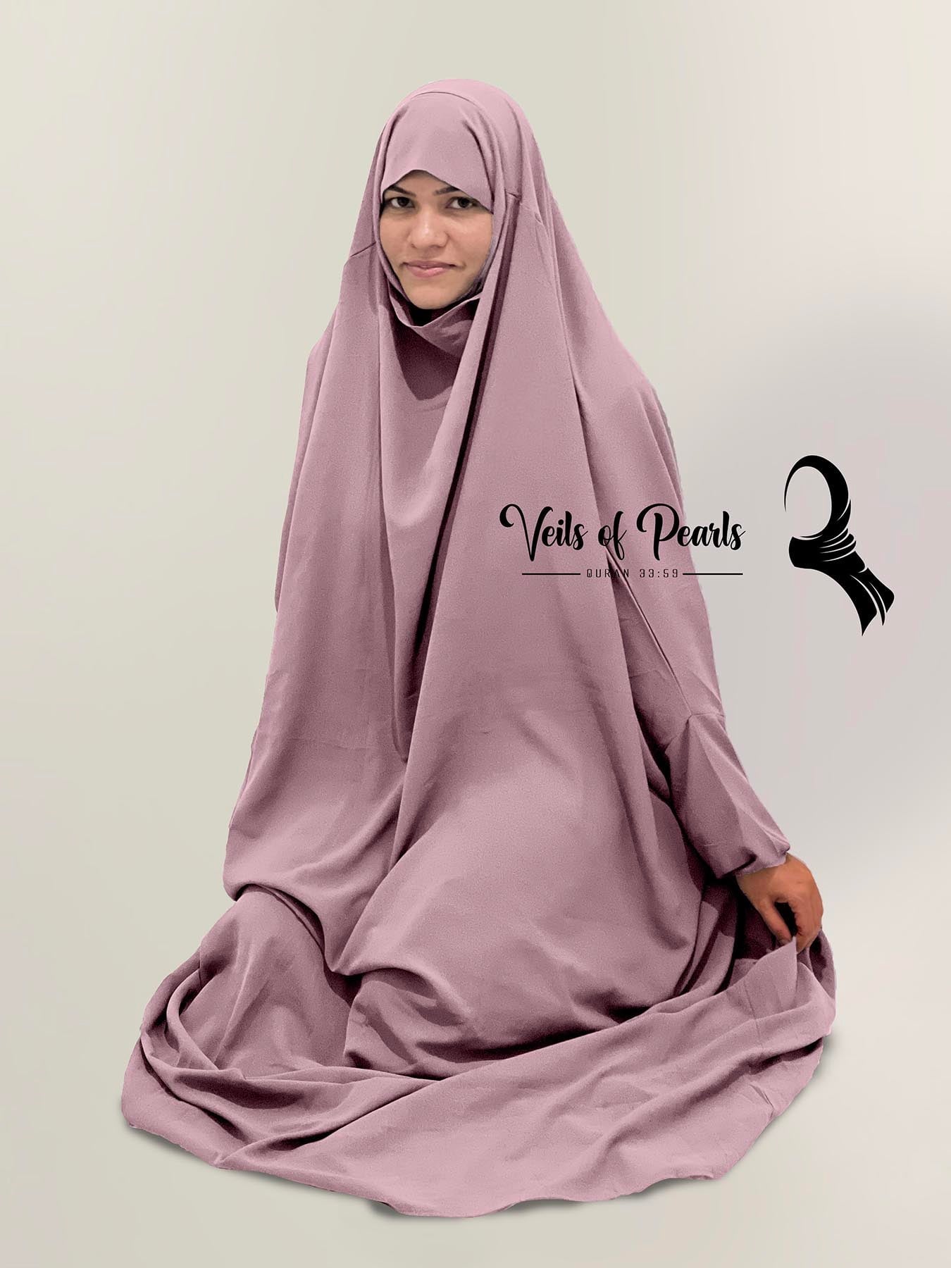 Pastel Purple One Piece Long Sleeve Jilbab Veils of Pearls 