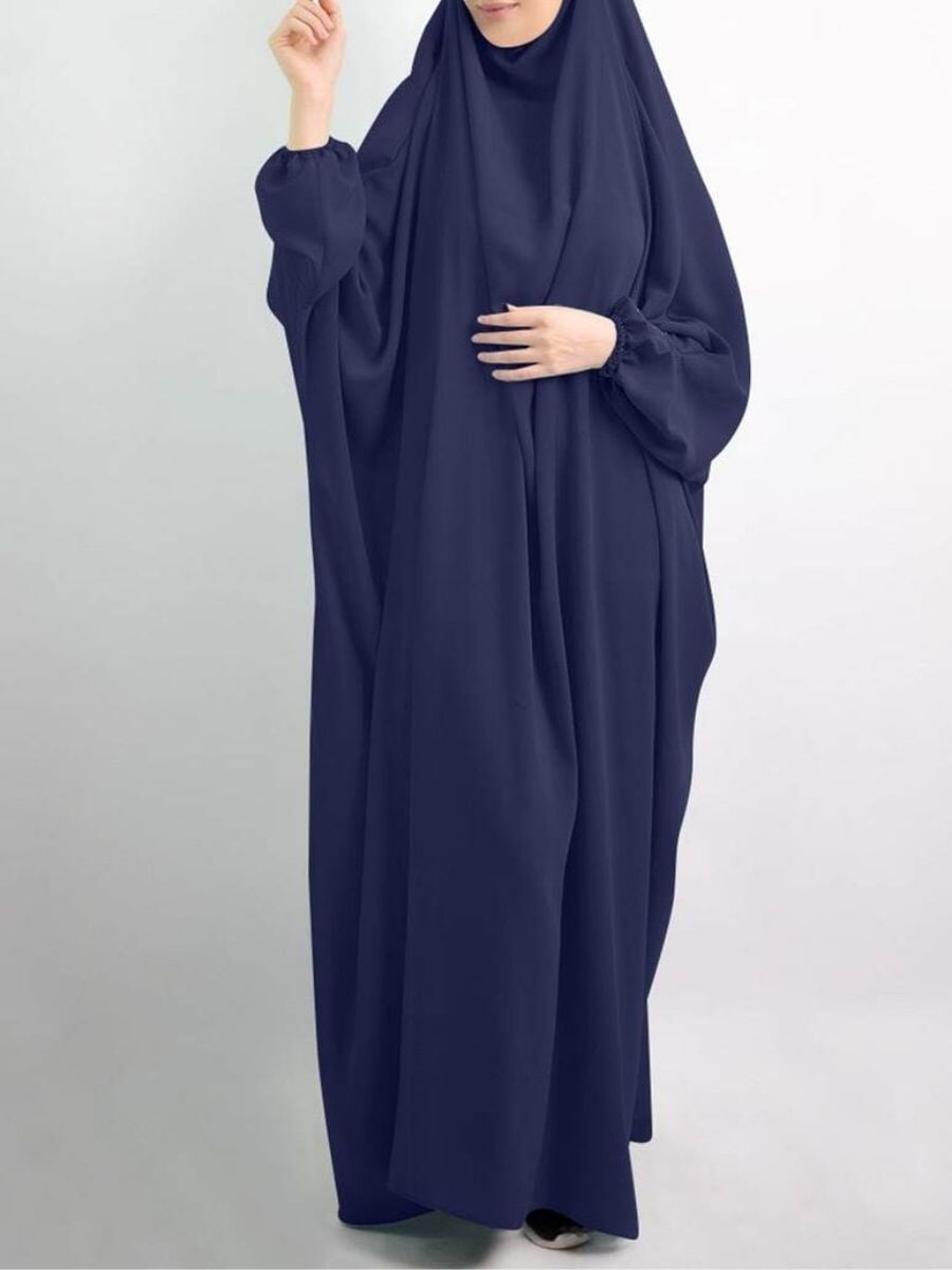 One Piece Jilbab Khimar Dark Blue Veils of Pearls 