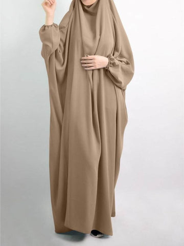 Almond Frost One Piece Jilbab Khimar With Long Sleeve