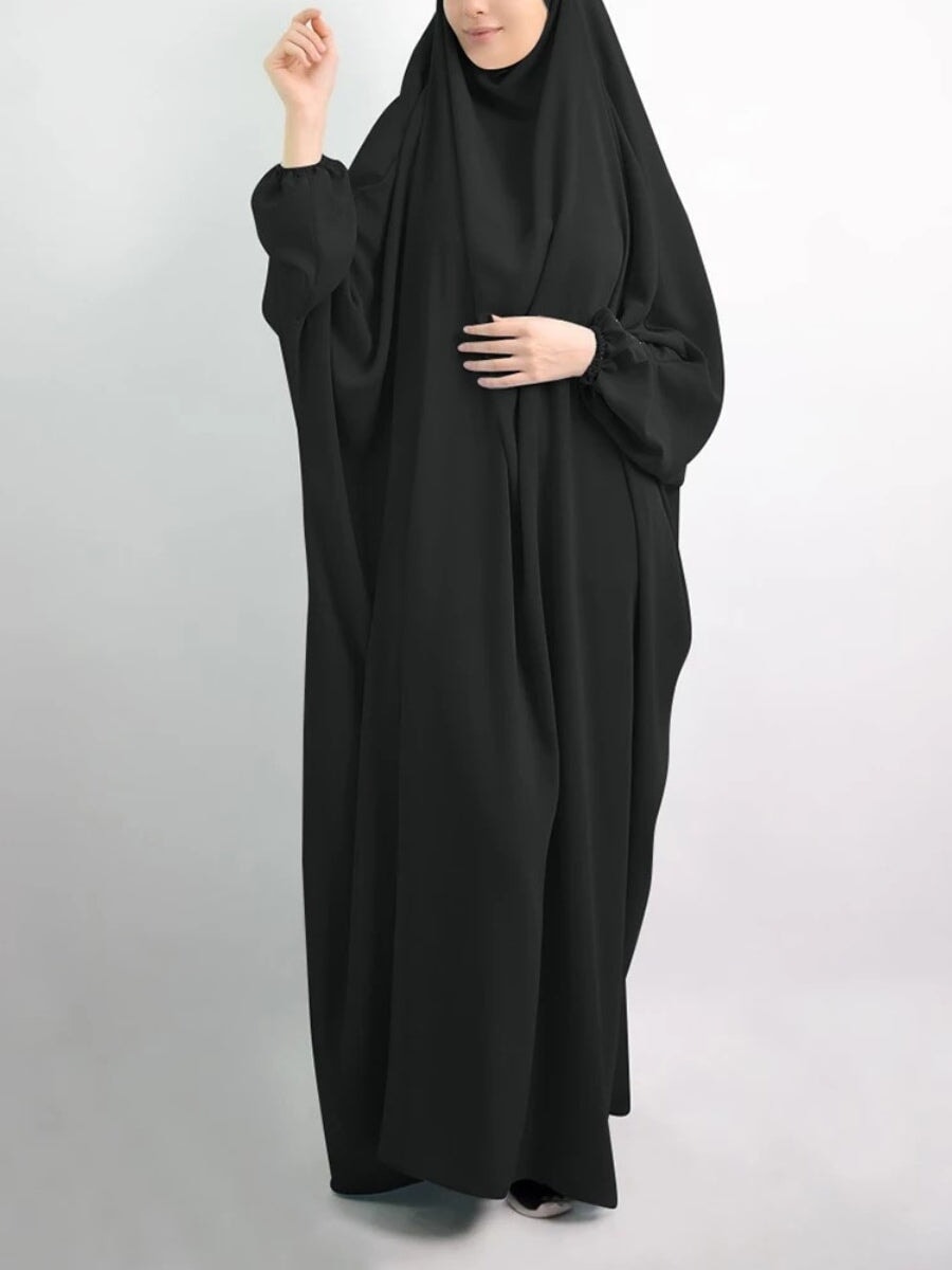 Floor Length Jilbab Khimar Black Veils of Pearls 