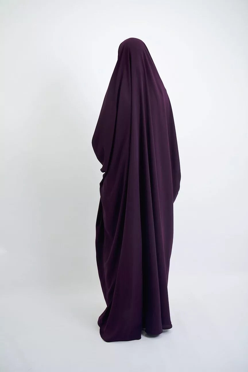 One Piece Jilbab Khimar Dark Purple Veils of Pearls 