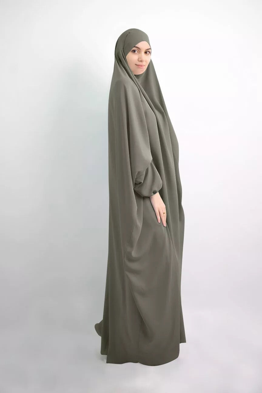 One Piece Jilbab Khimar Militry Green Veils of Pearls 