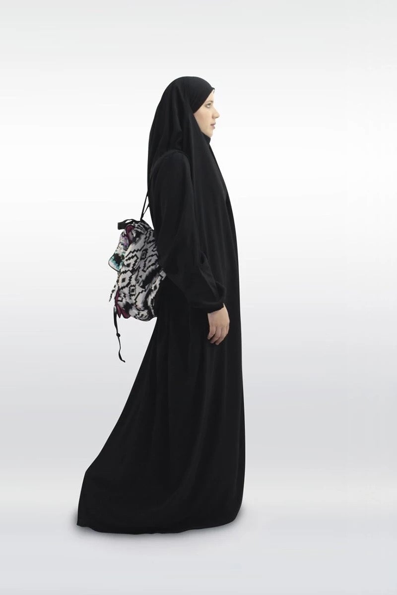 Floor Length Jilbab Khimar Black Veils of Pearls 