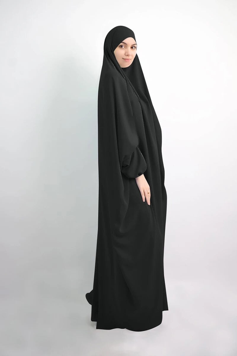 Floor Length Jilbab Khimar Black Veils of Pearls 